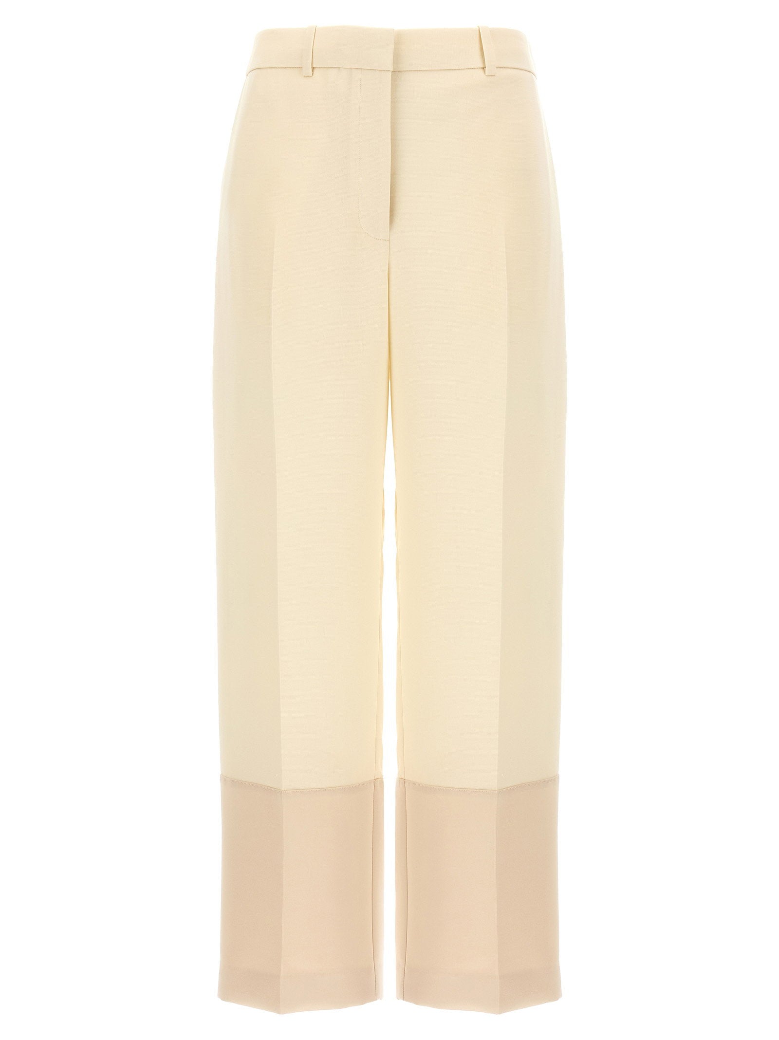 Tory Burch Crepe Crop Trousers — Cream