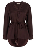 Tory Burch Viscose Satin Blouse — Burgundy