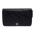 Chanel Camellia Zip-Around Wallet — Black