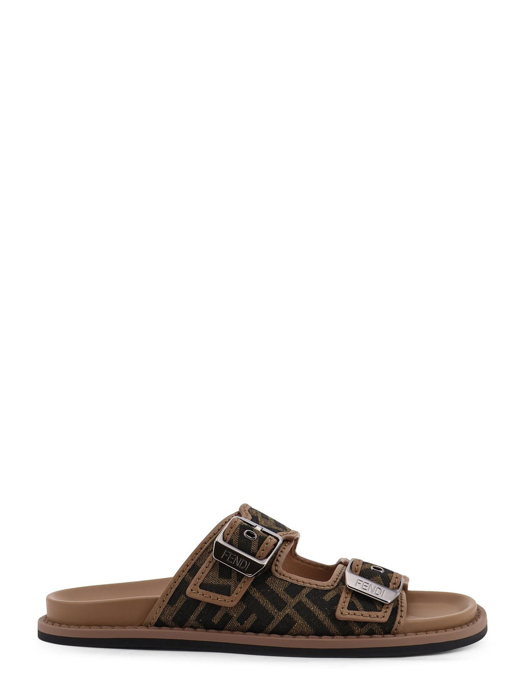 Fendi Sandals Tabacco Nero+sand Tessuto Jacquard Ff/pelle - 9