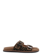 Fendi Sandals Tabacco Nero+sand Tessuto Jacquard Ff/pelle - 9