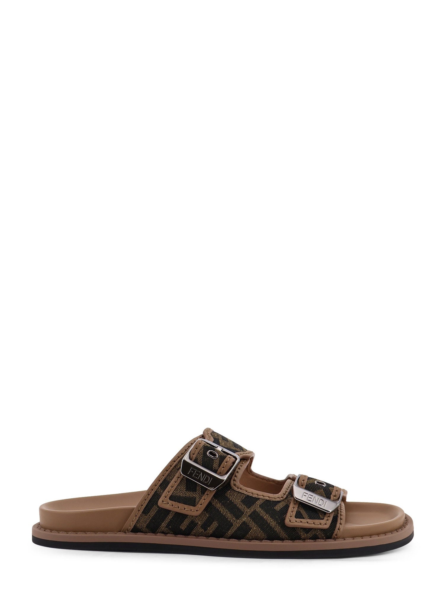 Fendi Sandals Tabacco Nero+sand Tessuto Jacquard Ff/pelle - 9