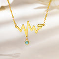 Personalizado Electrocardiograma Corazón Birthstone Collar con Monograma Dainty Jewelry Birthday Anniversary Gift for Women