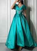 A-Line Off-The-Shoulder Sleeveless Asymmetrical Satin Evening Dresses