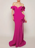 Sheath/Column Off-The-Shoulder Elastic Satin Evening Dresses With Ruffle