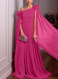 A-Line One-Shoulder Sleeveless Chiffon Mother Of The Bride Dresses With Flower(s)