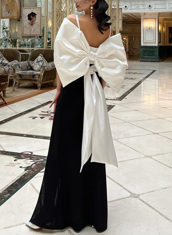 Sheath/Column Sweetheart Satin/Elastic Satin Evening Dresses With Bow(s)