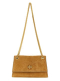 Tory Burch Suede Turnlock Shoulder Bag — Cognac