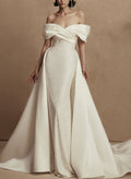 Sheath/Column Detachable Satin/Sequined Wedding Dresses