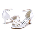 Ankle Strap Heel Peep Toe Wedding Shoes With Rhinestone/Imitation Pearl