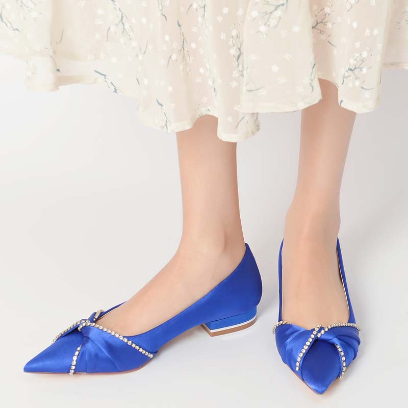 Low Heel Point Toe Wedding Shoes With Bowknot