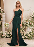 Trumpet/Mermaid Elastic Satin Bridesmaid Dresses With Split Front