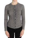 Women's Herringbone Wool Cardigan Gray Clothing