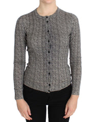Women's Herringbone Wool Cardigan Gray Clothing