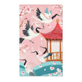 Serene Crane and Blossom Pavilion Accent Rug