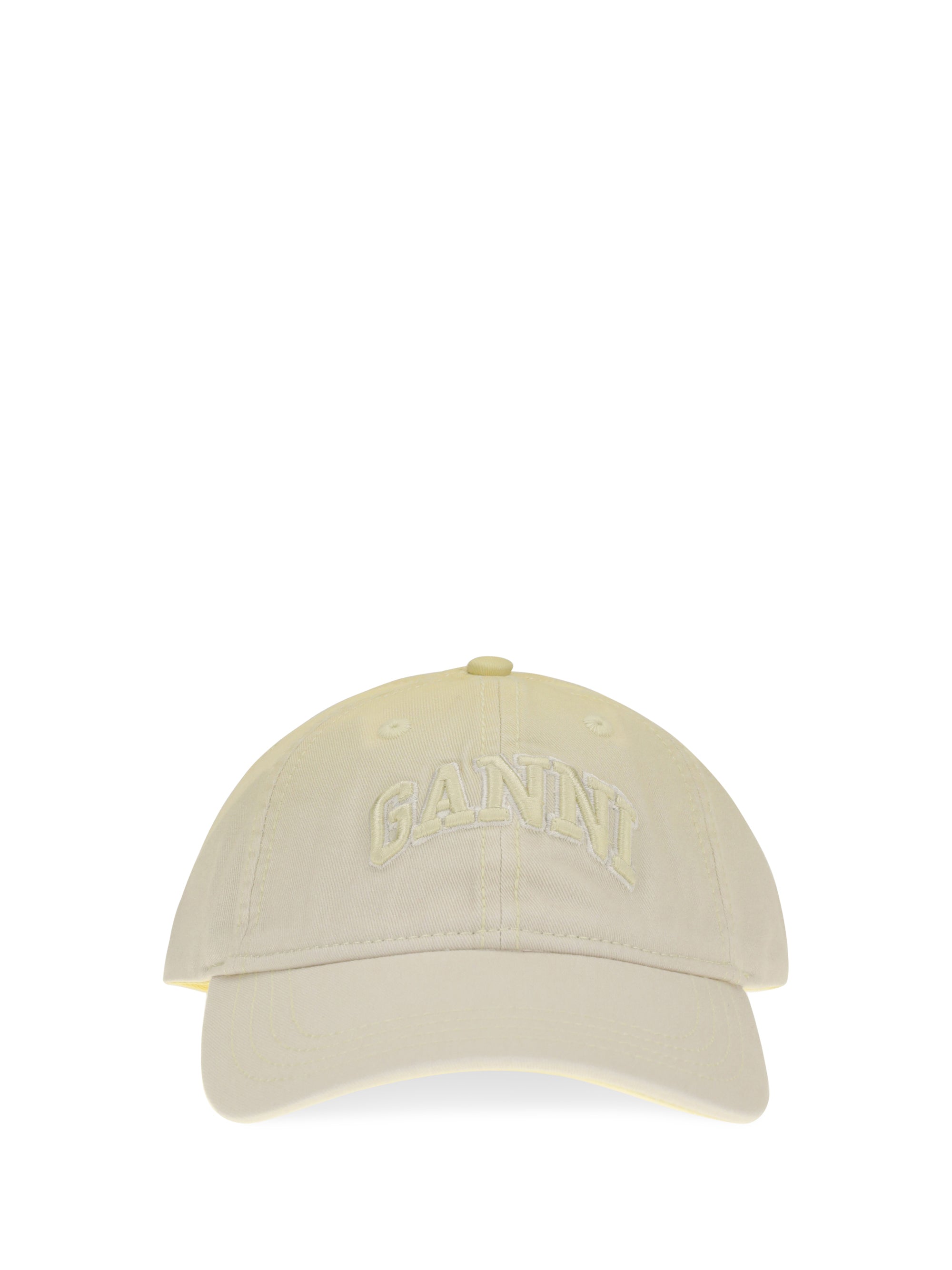 Ganni B3020237 Cotton Logo Baseball Cap — Beige
