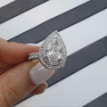 4CT Pear Cut Moissanite Engagement Rings In Sterling Silver