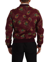 Men's Red Peacock Polyester Stretch Full Zip Jacket Clothing