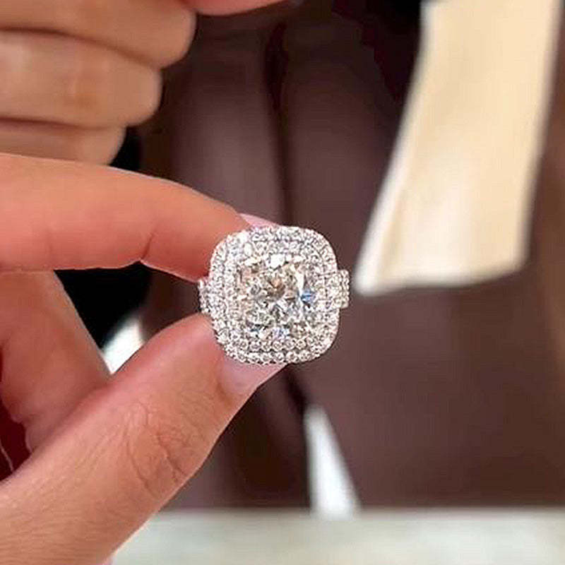 6CT 10*10mm Cushion Cut Moissanite Engagement Rings In Sterling Silver
