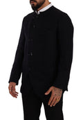 Gray Alpaca Button Down Men Coat Jacket Clothing