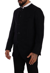 Gray Alpaca Button Down Men Coat Jacket Clothing