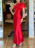 Sheath/Column One-Shoulder Satin Mother Of The Bride Dresses With Ruffle