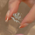 Princess Crown Wedding Band Set In Sterling Silver