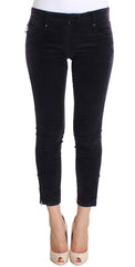 Women's Purple Cropped Corduroys Jeans Cotton Clothing