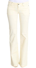 Women's White Cotton Stretch Flare Jeans Clothing
