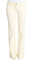 Women's White Cotton Stretch Flare Jeans Clothing