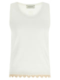 Magda Butrym Ribbed Cotton with Crochet Detail Tank Top — White