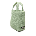 Small Raffia Effect Crochet Embroidered Logo Tote