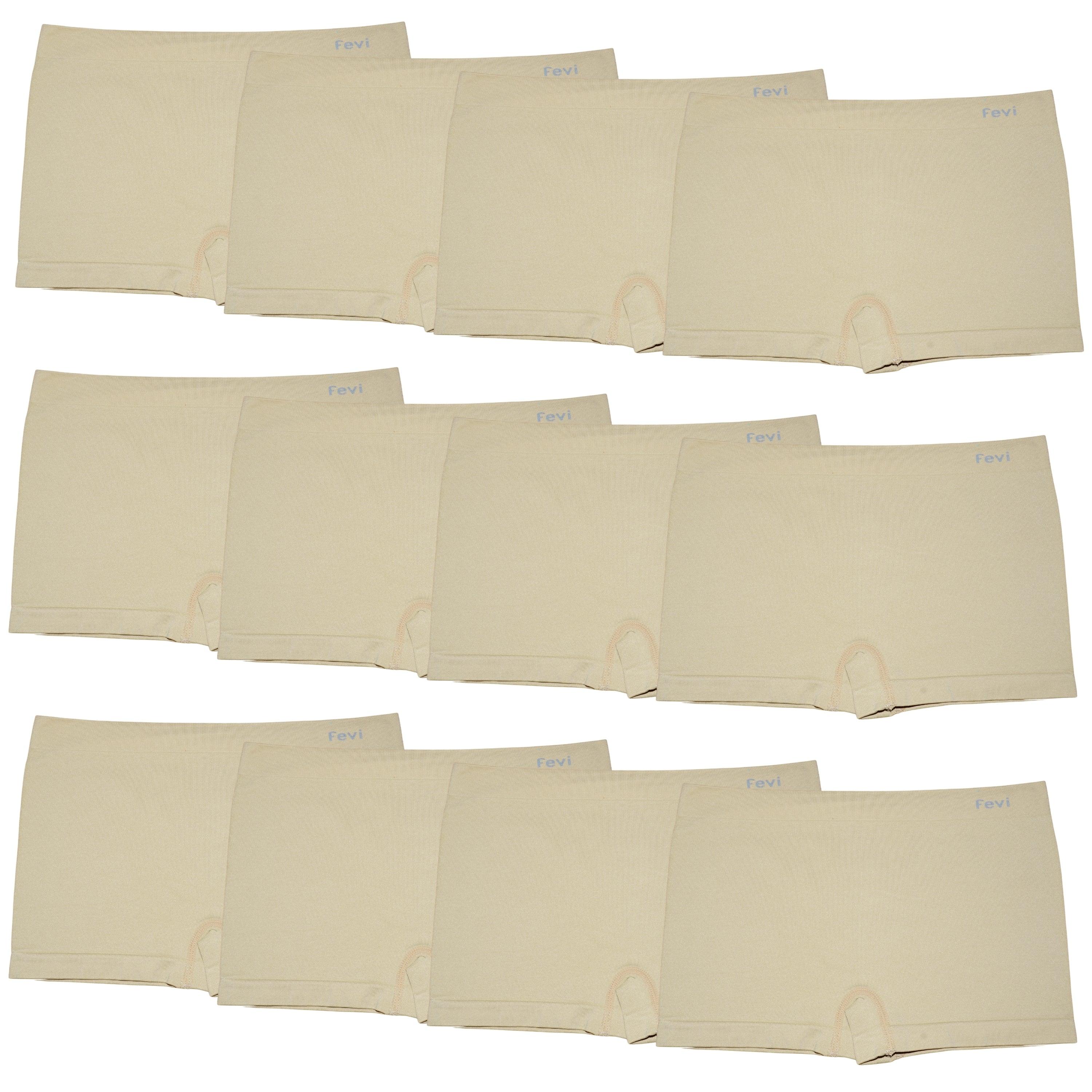 FEVI | Pack de 12 Culottes en 1 o 3 colores diferentes: Negro, Blanco y Beige | Talla única