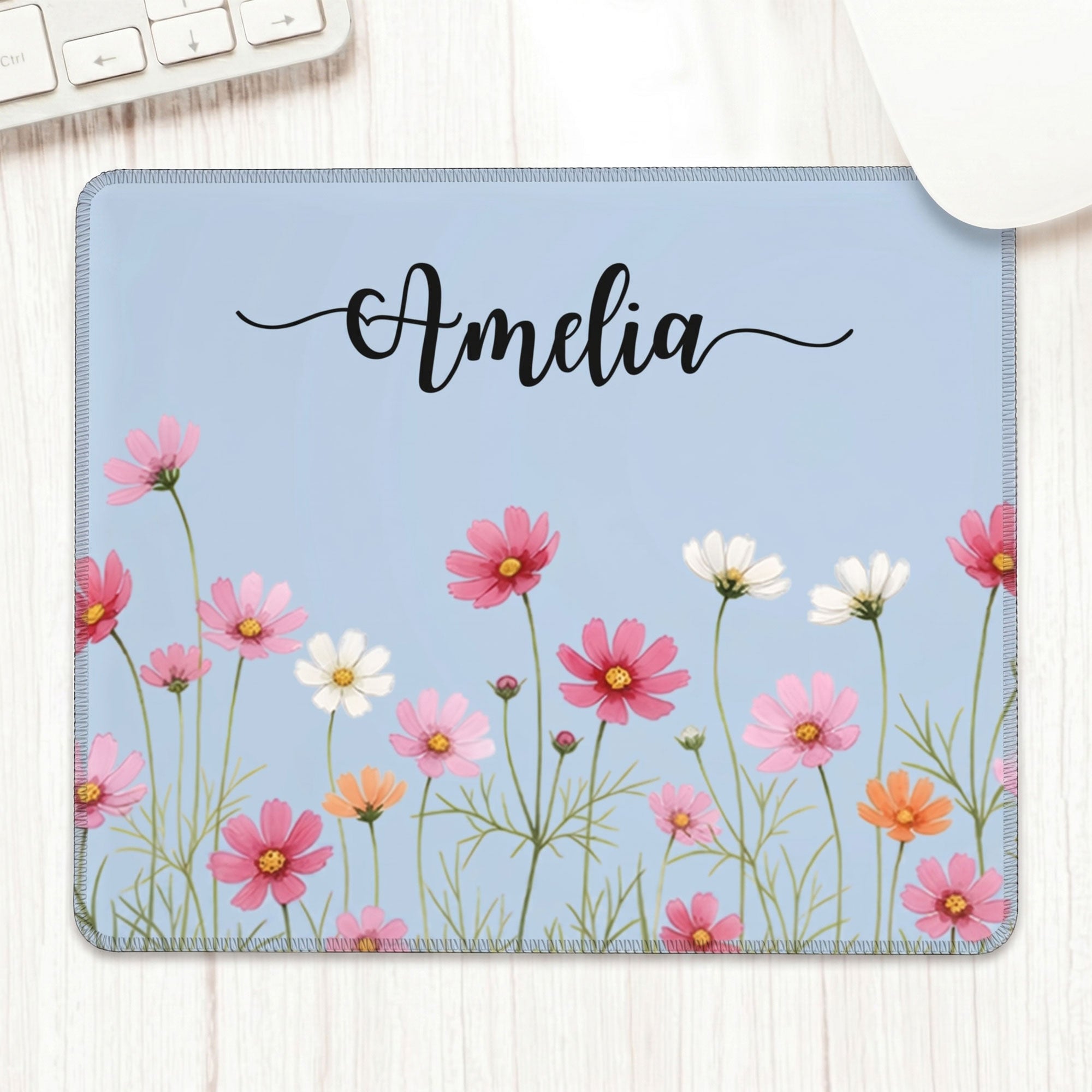 Personalizada Nacimiento Flor Alfombrilla de Ratón Alfombrilla de Escritorio con Nombre Accesorio de Ordenador Vuelta al Cole Regalo de Cumpleaños para Amigos Colegas