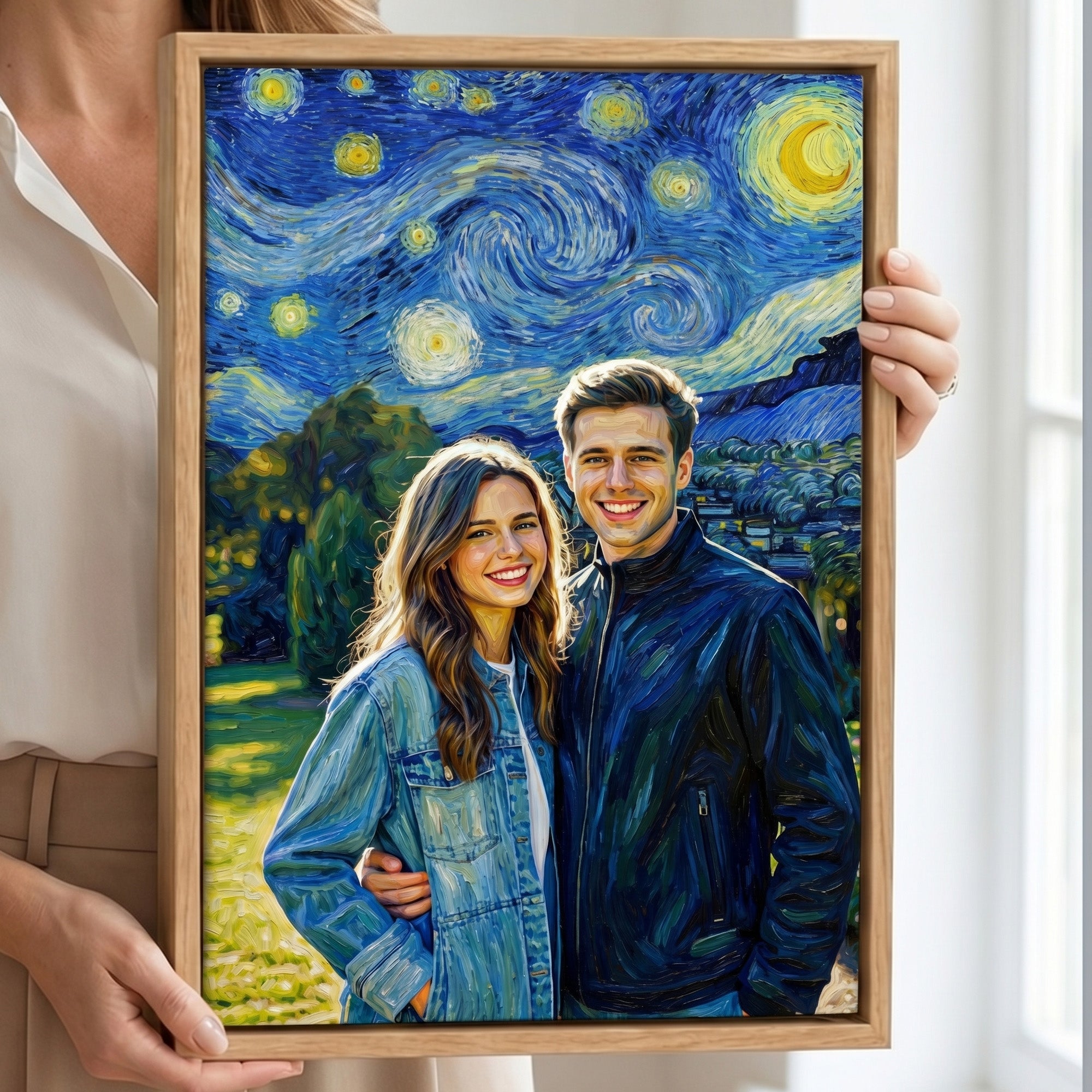 Personalizado Van Gogh Arte Estilo Foto Marco Flotante Lienzo Impresiones Sala de estar Regalo de cumpleaños para los amigos de la familia