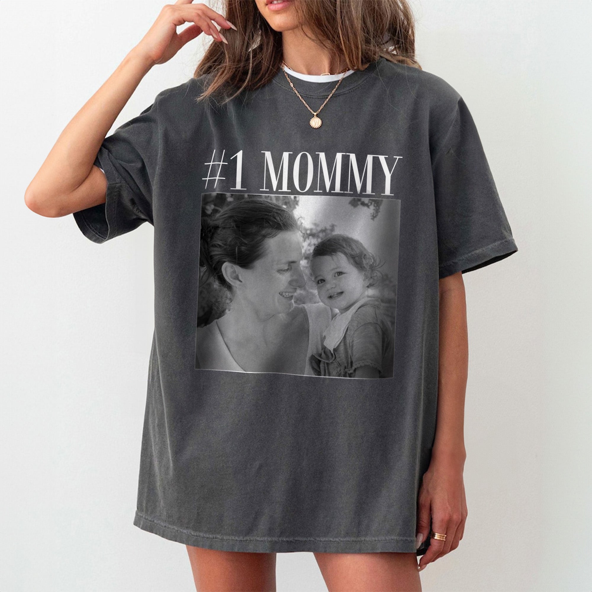 Personalizada Foto Vintage Multicolor 100% Algodón Camiseta Unisex con Nombre Cumpleaños Día del Padre Día de la Madre Regalo para Mamá Papá