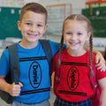 Personalizada Multicolor Crayón Diseño Transpirable 100% Algodón Niño Adulto Camiseta con Texto Halloween Familia Traje Fiesta Regalo para Niños Adultos Profesores