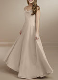 A-Line Cowl Neck Sleeveless Chiffon Junior Bridesmaid Dresses With Back Hole