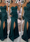 Sheath/Column Satin(Non-Stretch) Bridesmaid Dresses With Detachable Bow(s)