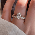 Bright Yellow Gold Oval Cut Wedding Ring Set