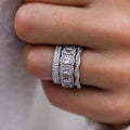 3PCS Cushion Cut Wedding Band Set Twisted Band In Sterling Silver