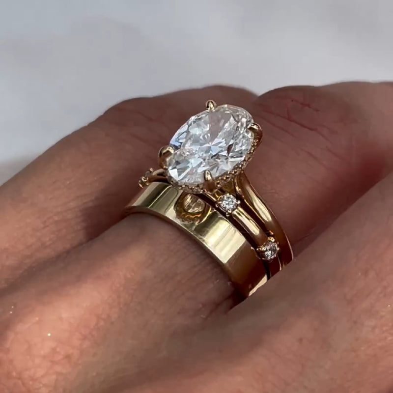 Stunning Oval Cut 3PC Wedding Ring Set In Sterling Silver