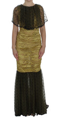 Women's Floral Lace Ricamo Gown Yellow Cotton Nylon Viscose