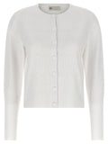 Tory Burch Pointelle Viscose Cardigan — White