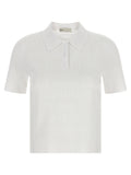 Tory Burch Pointelle Viscose Polo Shirt — White