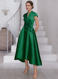 Modest V-Neck Cap Strsps Cocktail Dresses With 3D Floral