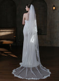 Lace Edge Two Tier Tulle Bridal Cathedral Length Wedding Veil