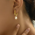 Elegant Pearl Hoop Earrings