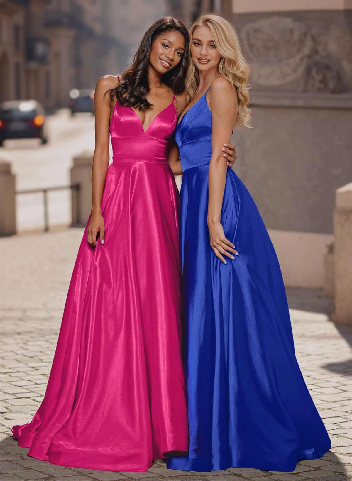 Minimalistic Deep V-Neck Prom Dresses With Two Back Styles Available