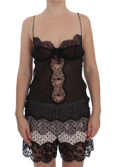 Women's Black Silk Lace Babydoll Lingerie Top